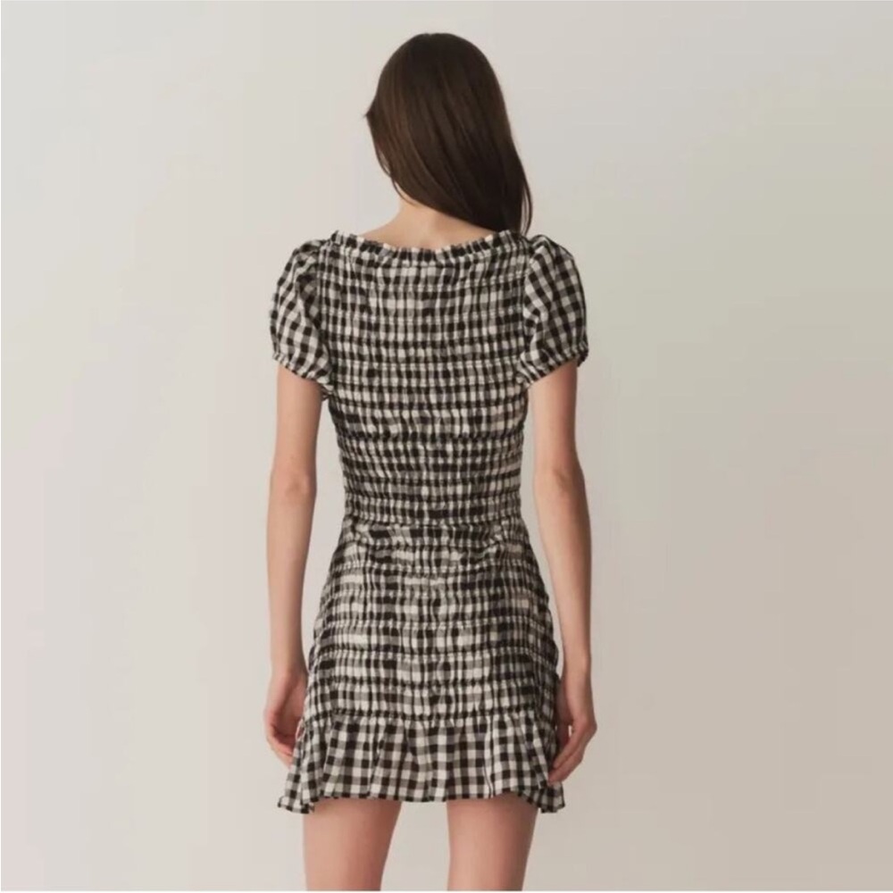 Doen sz M Rizzo Gingham dress smocked check gingham rayon linen  stretch - Picture 4 of 13